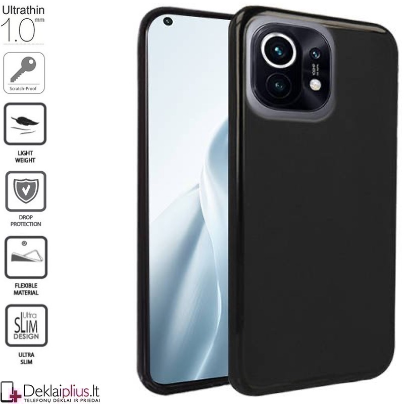 Silikoninis 1mm. storio dėklas - juodas (telefonui Xiaomi Mi 11) Silikoninis 1mm. storio dėklas - juodas (telefonui Xiaomi Mi 11)